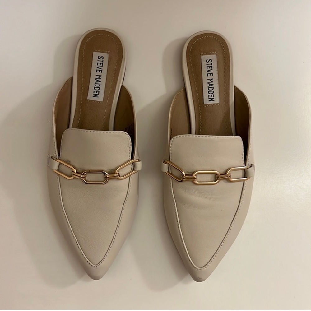 Steve Madden Cream Faraway Chain Mule Slides 6.5